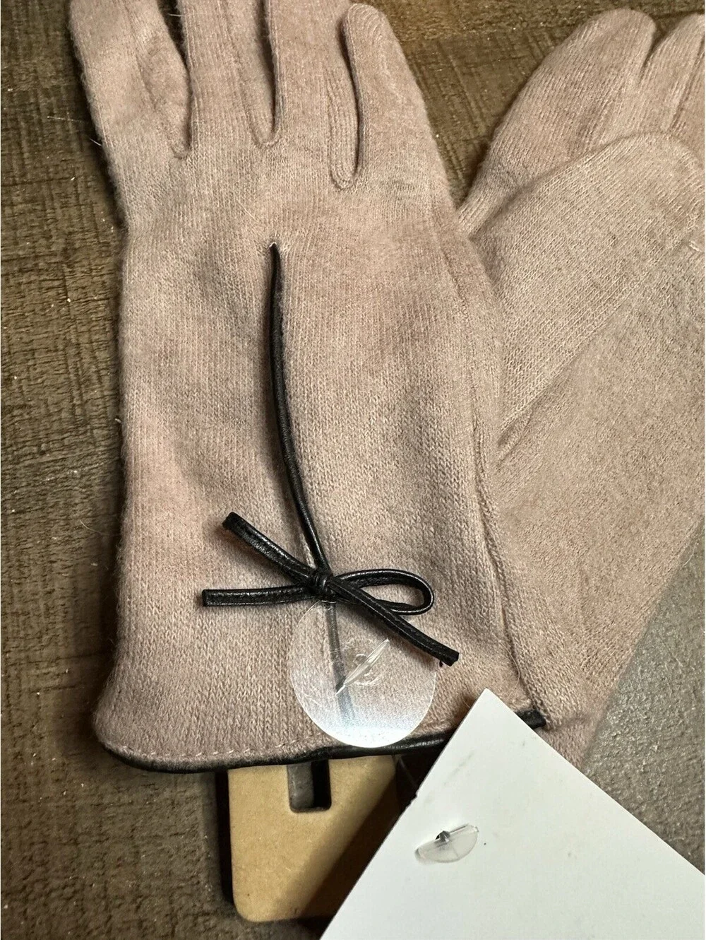 lam Blush Pink Knit Beanie Hat & Gloves Set Metallic Winter NWT One Size